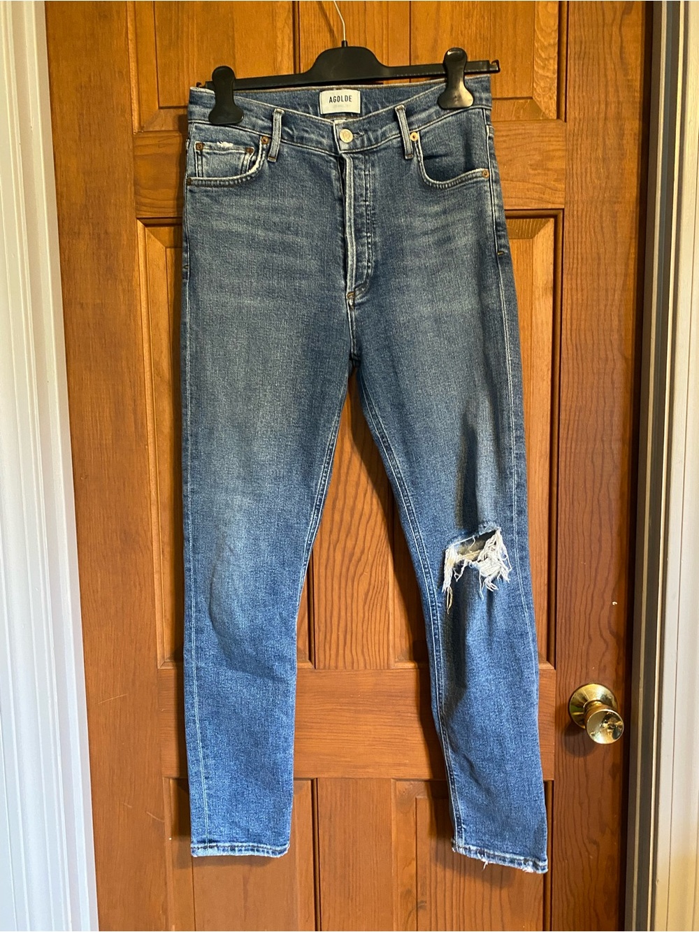 AGOLDE Women’s Nico Distressed Blue Slim Jeans. Size 27